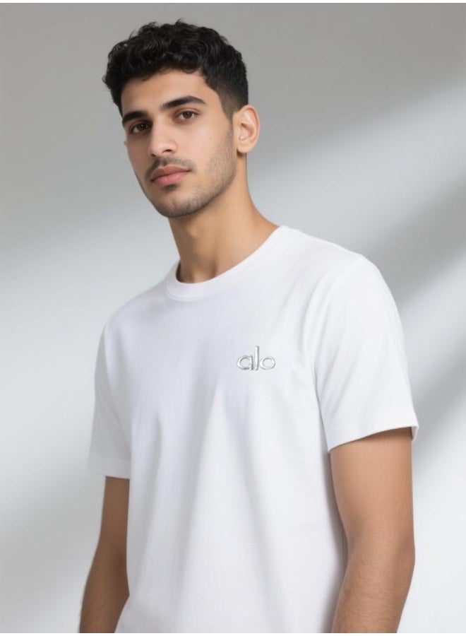 ألو تي شيرت ألو فضفاض للرجال والنساء، صيفي ناعم كاجوال بأكمام قصيرة للجنسين - أبيض - Image 3