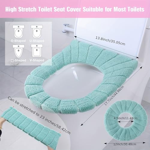 Guojanfon Bathroom Soft Thicker Warmer Stretchable Washable Cloth Toilet Seat Cover Pads () - Image 2