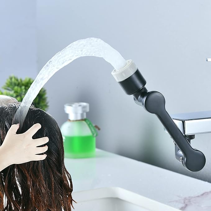 Kruvad Faucet Extender Swivel Stainless Steel With 2 Water Outlet Modes Faucet Aerator Multifunctional Two Ways Water Saver Faucet Aerator for Kitchen Sink Faucet Extender for Taps Black - Image 5