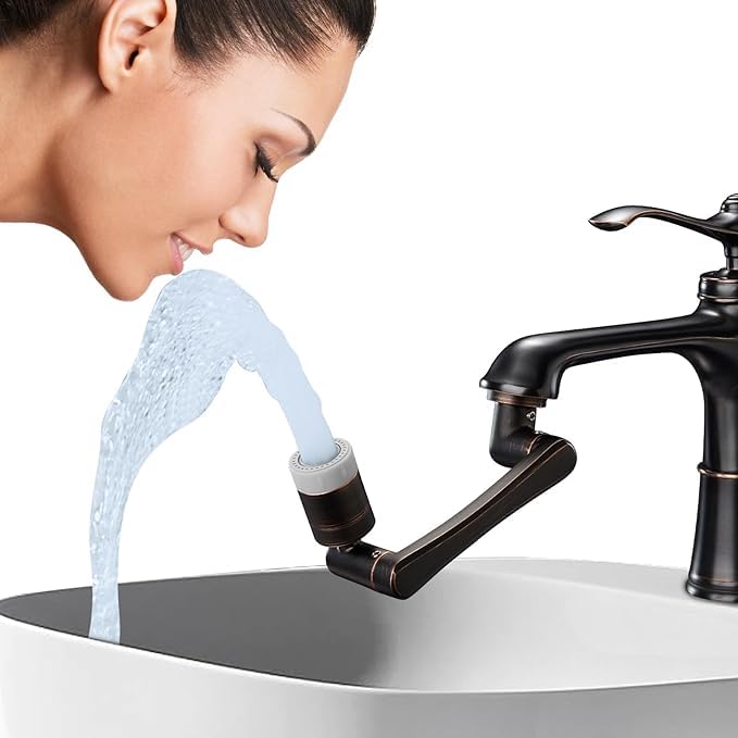 Kruvad Faucet Extender Swivel Stainless Steel With 2 Water Outlet Modes Faucet Aerator Multifunctional Two Ways Water Saver Faucet Aerator for Kitchen Sink Faucet Extender for Taps Black - Image 4