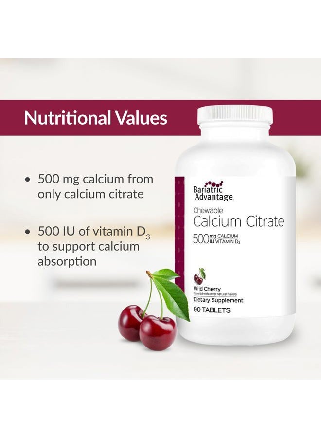 Bariatric Advantage Calcium Citrate Chewable 500mg with Vitamin D3 for Bariatric Surgery Patients Including Gastric Bypass and Sleeve Gastrectomy, Low Sugar - Wild Cherry Flavor, 90 Count - Image 5