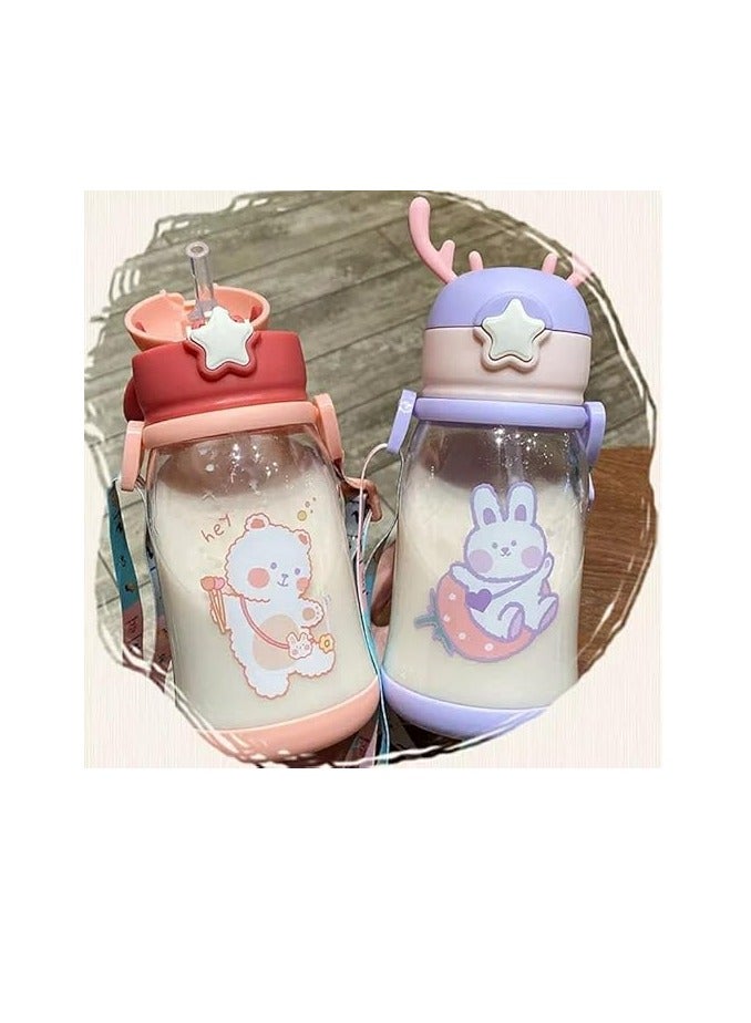 Water Bottle With Shalemo - Leak Proof Portable Water Bottles - 600Ml - Safe And Hygienic - Clear Silicone Shalemo - Solid Acrylic - Colors (White Deer) - Image 1