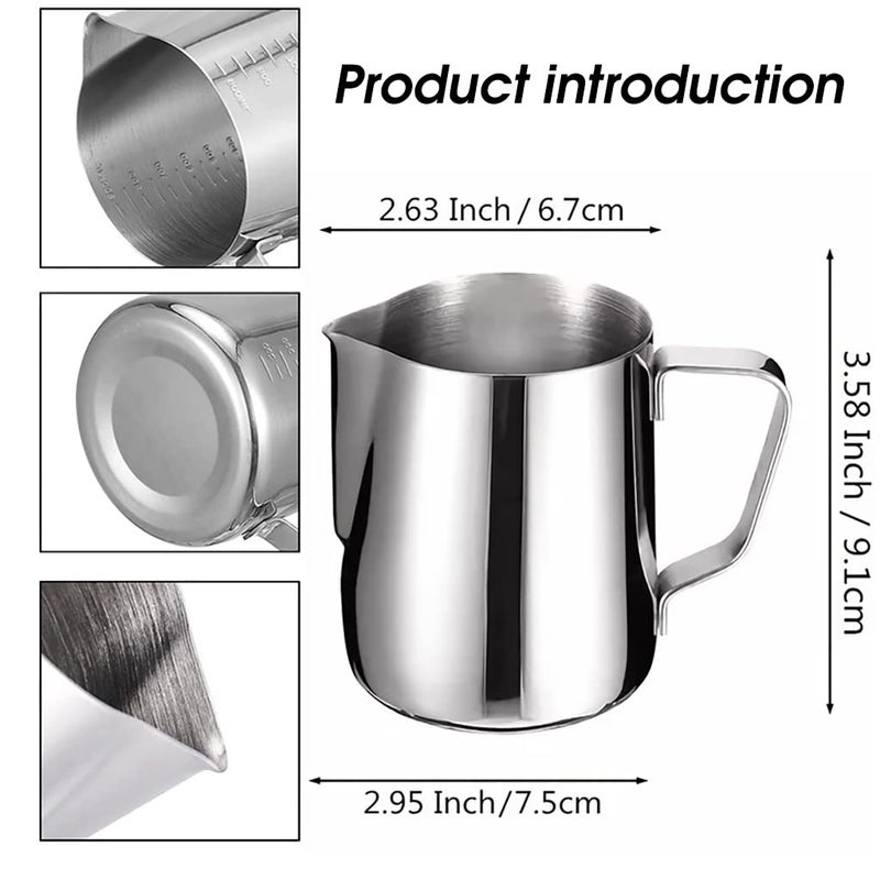 Supvox Milk Frothing Pitcher with Scale Stainless Steel Espresso Milk Frothing Pitchers for Cappuccino Barista Steam Pitchers Milk Jug Cup with Decorating Pen 20oz - Image 2