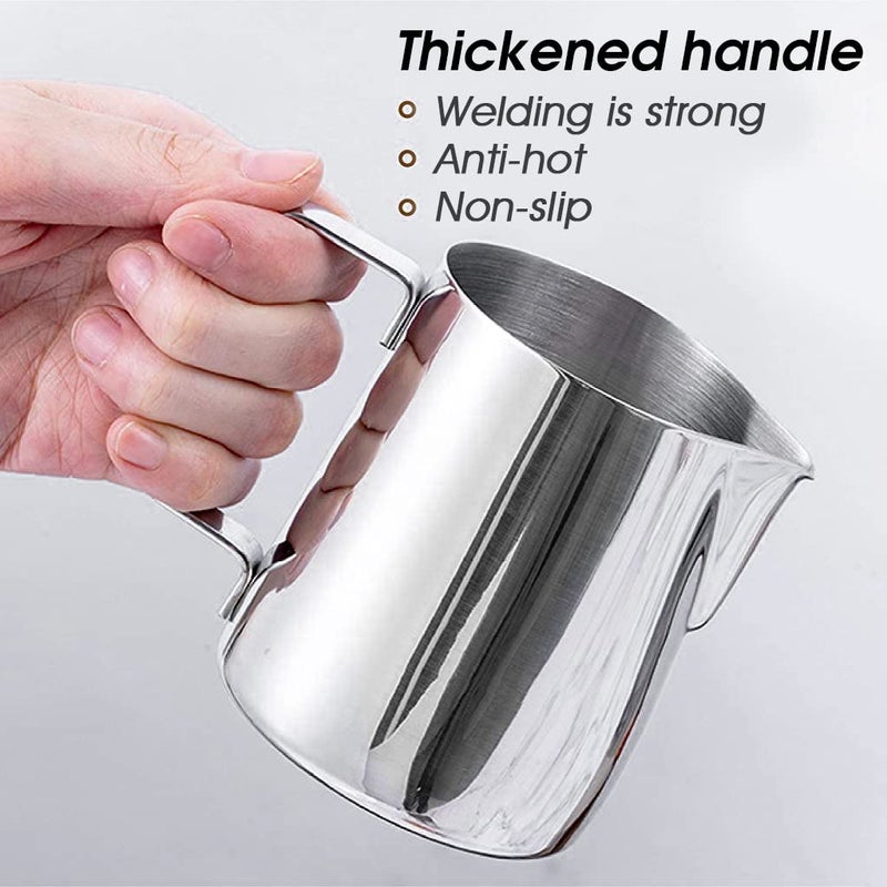 Supvox Milk Frothing Pitcher with Scale Stainless Steel Espresso Milk Frothing Pitchers for Cappuccino Barista Steam Pitchers Milk Jug Cup with Decorating Pen 20oz - Image 4