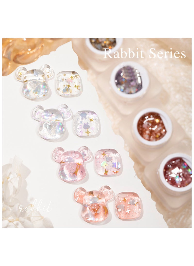 Miss Gooey Nail Polish Colors Cream Solid Gel, Colorful Waterproof Rabbit Star, Sequins Quick Dry 60 Seconds Salon Quality Bright off UV Lamp Required Home Dry Manicure 8g with Brush  - Image 3