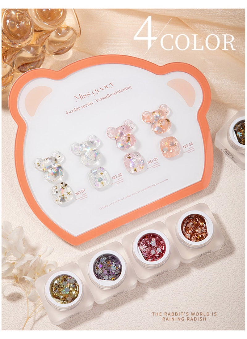 Miss Gooey Nail Polish Colors Cream Solid Gel, Colorful Waterproof Rabbit Star, Sequins Quick Dry 60 Seconds Salon Quality Bright off UV Lamp Required Home Dry Manicure 8g with Brush  - Image 5
