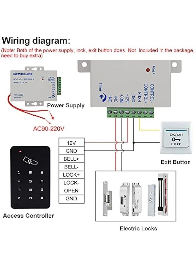 Generic - OBO Hands RFID Standalone Keypad Access Control Card Reader with Digital Keypad+10 EM4100 Tags for Home/Apartment/Factory Secure System (T22) - Image 1