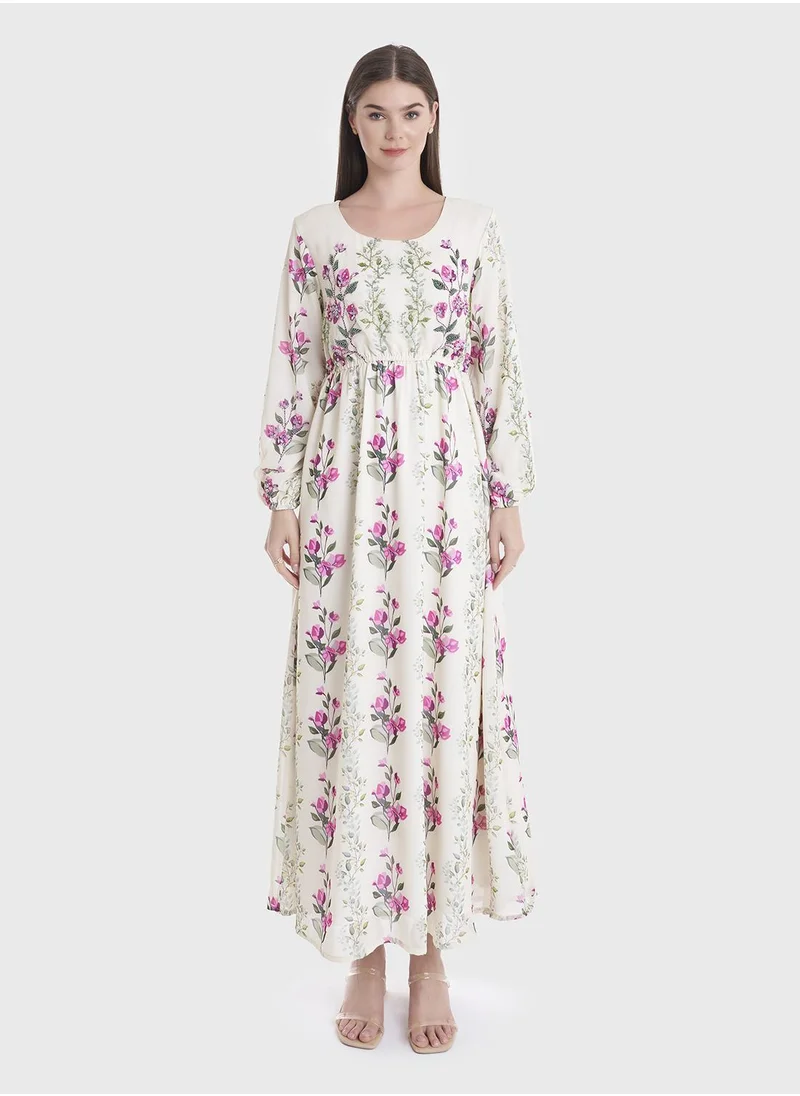 كشخة Botanic Digital Print Georgette Dress