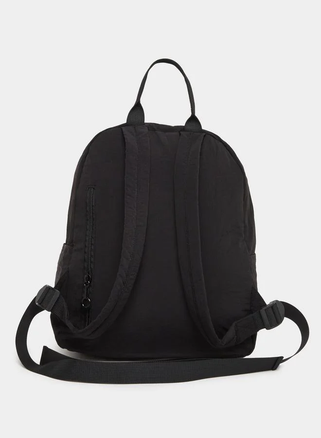 Styli Styli Black Plain Backpack with Zip Closure