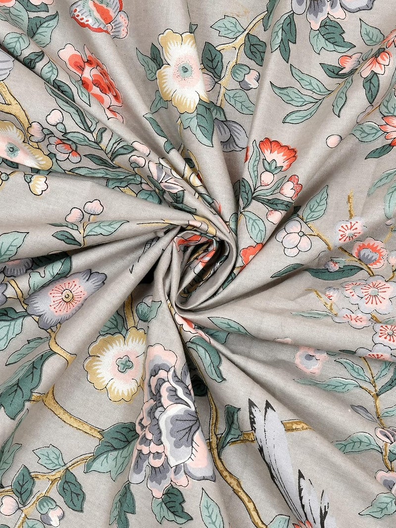 CHICERY 100 Cotton Printed Curtains for Long Door 9 Feet Set of 2 Room Darkening Canvas Long Door Curtains for Home Decor with Stainless Steel Rings Long Door9 FeetGrey Dove - Image 3