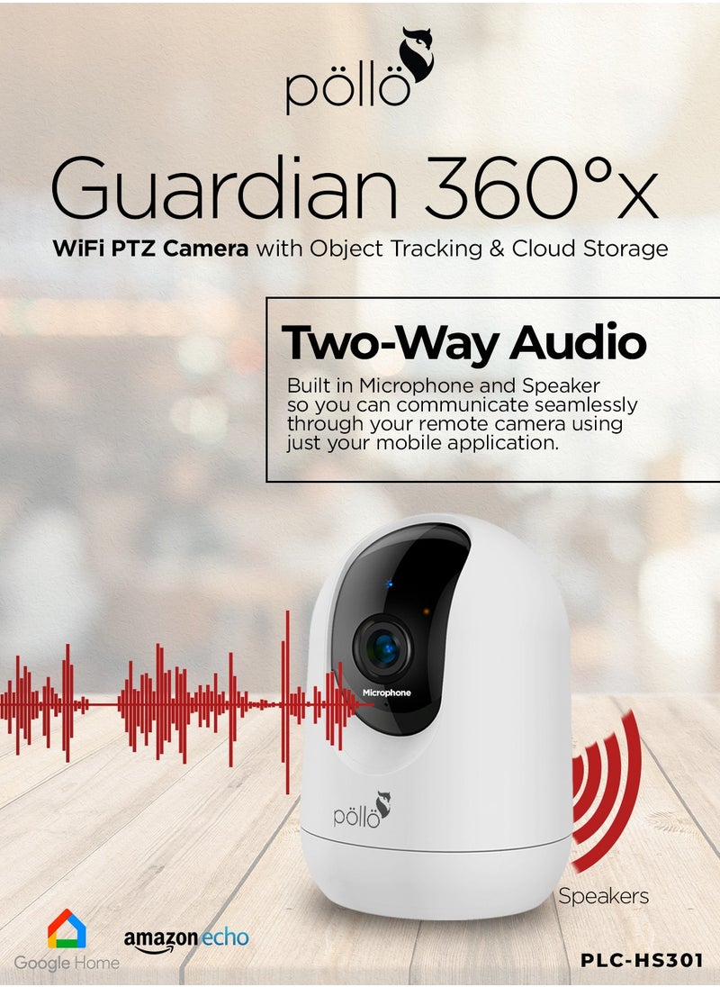 Pollo - 3MP 2K Guardian 360°x Smart Wi-Fi PTZ Security Camera IR Night Vision with 2-Way Audio, Human Tracking, Kids Monitoring, 360 Degree Rotation, Upto 128GB Micro SDCard Supported - Image 1
