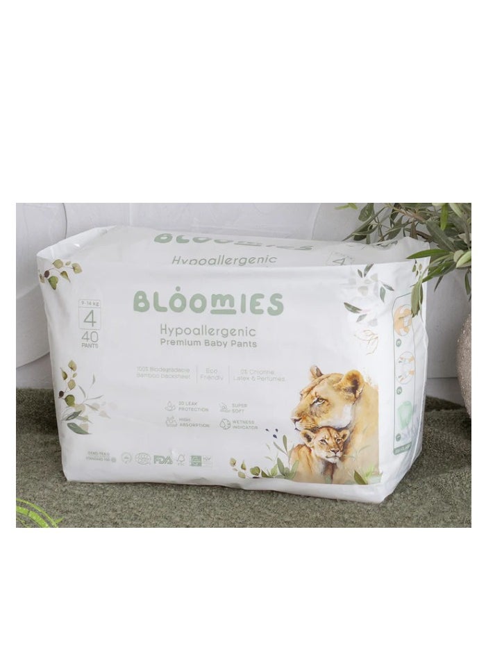 Bloomies - Organic Bamboo Baby Pants Size 4 (9-14kg baby) 40pcs| Eco-friendly, Hypoallergenic, Non-toxic, Breathable Pullups - Image 1