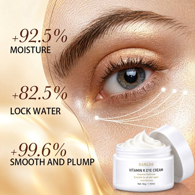 Danliss Vitamin K Eye Cream 50g - Gently reduces puffiness, soothes all skin types, and improves puffy eyes. (Large capacity) - Image 4