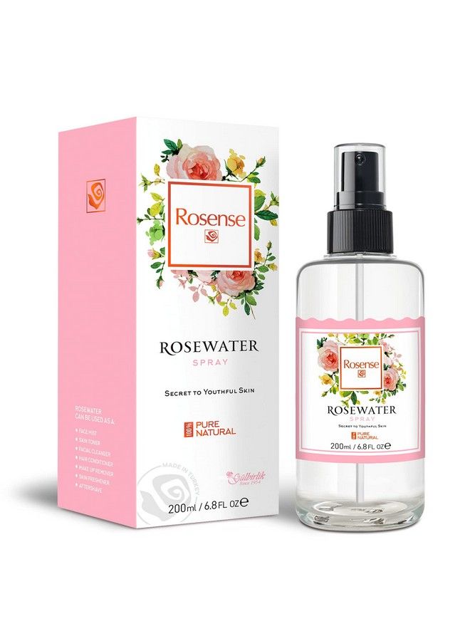 Rosense Glass Bottle Rosewater Hydrating Facial Toner/Rose Water Face Mist 6.8 Oz - Image 3
