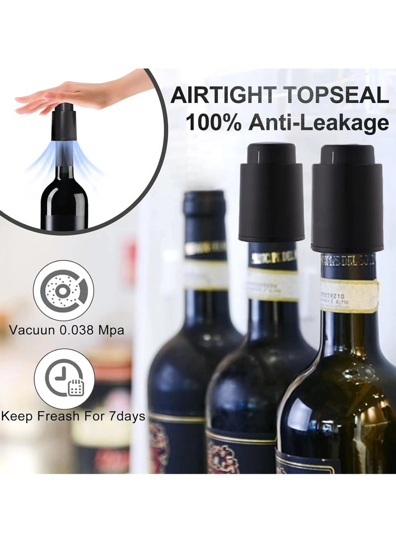 SYOSI 6 Pcs Bottle Stopper Bottle Closure Sealer Bottle Pump Vacuum Stoppers Vacuum Pump Stoppers for Glass Bottles Black  - Image 2