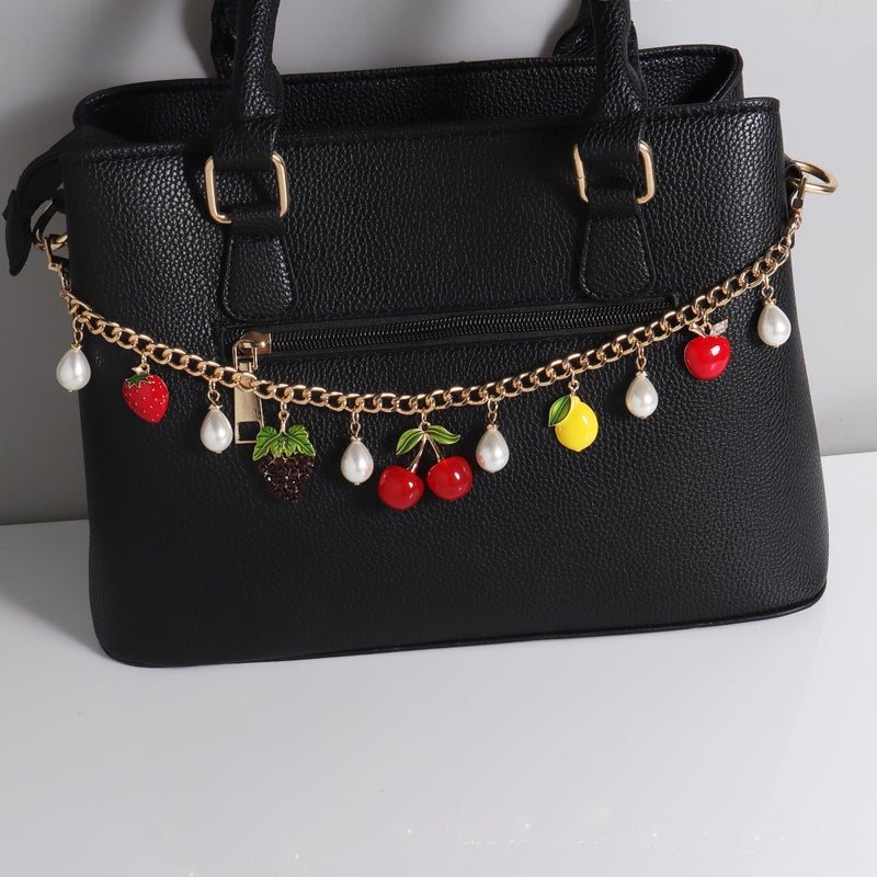 Concise Royal Strawberry Apple Cherry Lemon Grape Fruit Charms for Purse Handbag - Cute Bag Accessories for Women - Image 4