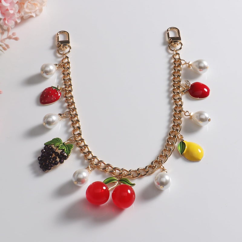 Concise Royal Strawberry Apple Cherry Lemon Grape Fruit Charms for Purse Handbag - Cute Bag Accessories for Women - Image 2