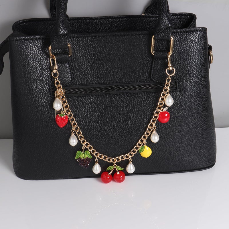 Concise Royal Strawberry Apple Cherry Lemon Grape Fruit Charms for Purse Handbag - Cute Bag Accessories for Women - Image 3