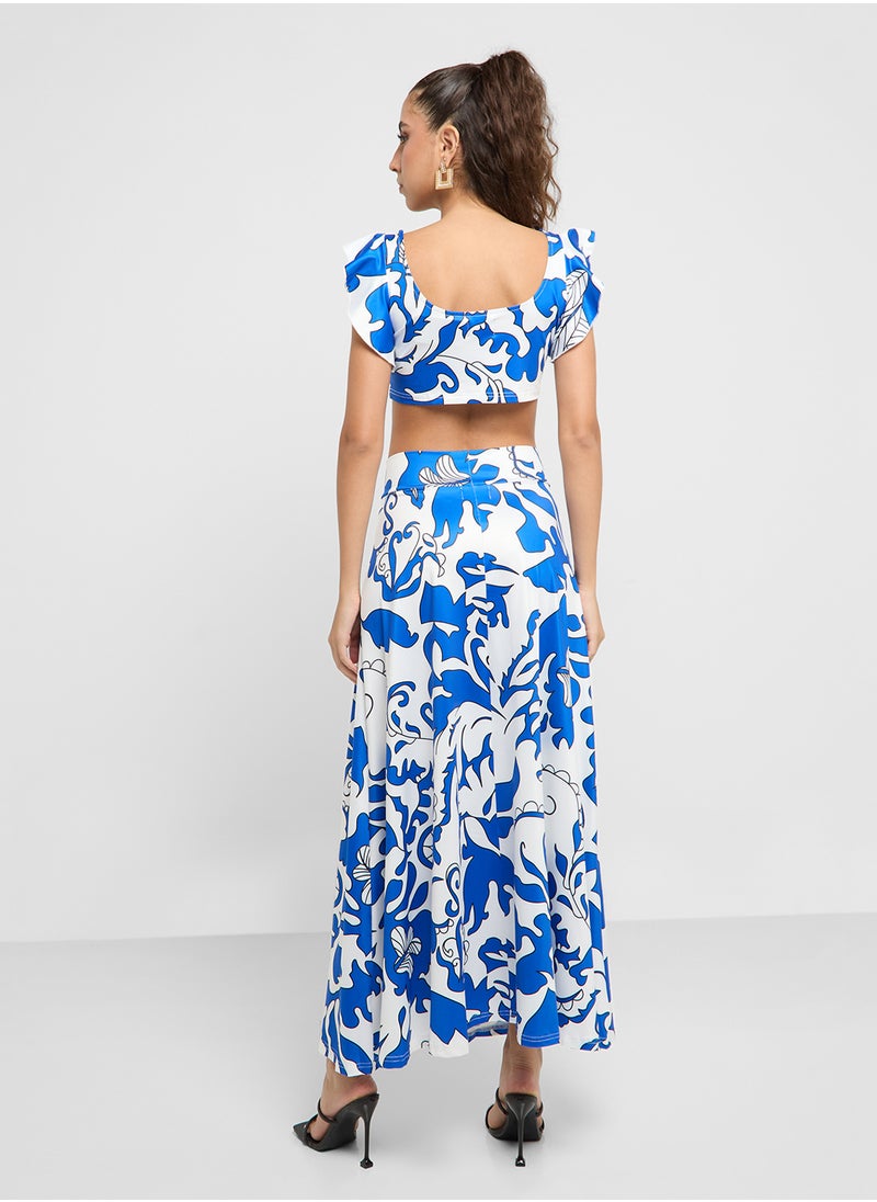 Ginger Floral Print Crop Top & Maxi Skirt Set  - Image 2