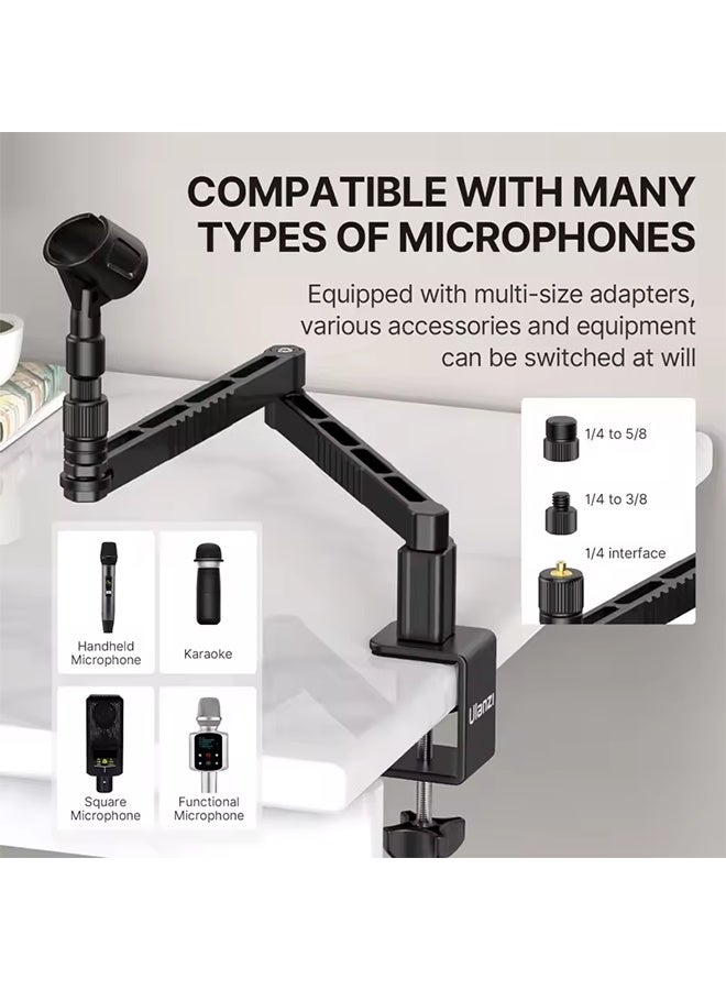 يولانزي حامل ميكروفون Ulanzi LS26 منخفض المستوى مع ذراع ميكروفون مكتبي ومشبك تثبيت قابل للتعديل ودعم تعديل متعدد الزوايا والتمدد - Image 2