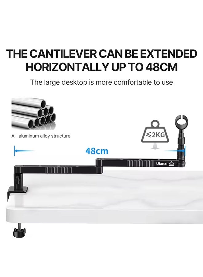 يولانزي حامل ميكروفون Ulanzi LS26 منخفض المستوى مع ذراع ميكروفون مكتبي ومشبك تثبيت قابل للتعديل ودعم تعديل متعدد الزوايا والتمدد - Image 3