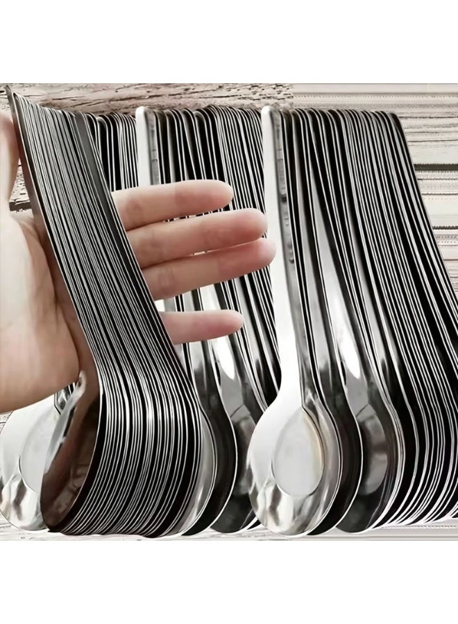 1PCS الفولاذ المقاوم للصدأ ملعقة مسطحة أسفل ملعقات الأرز طويلة هاندل ملعقة الحلوى المنزل ملعقات عامة ملعقات مطبخ أدوات المائدة - Image 1