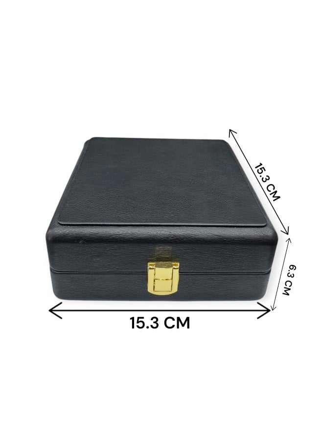 Al Seraj Jewellery Display Box for 12 Rings – Luxury Black Leather Organizer with Soft Suede Interior, Elegant Ring Holder for Display, Travel & Gift Use – 15.3 × 15.3 × 6.3 cm - Image 4