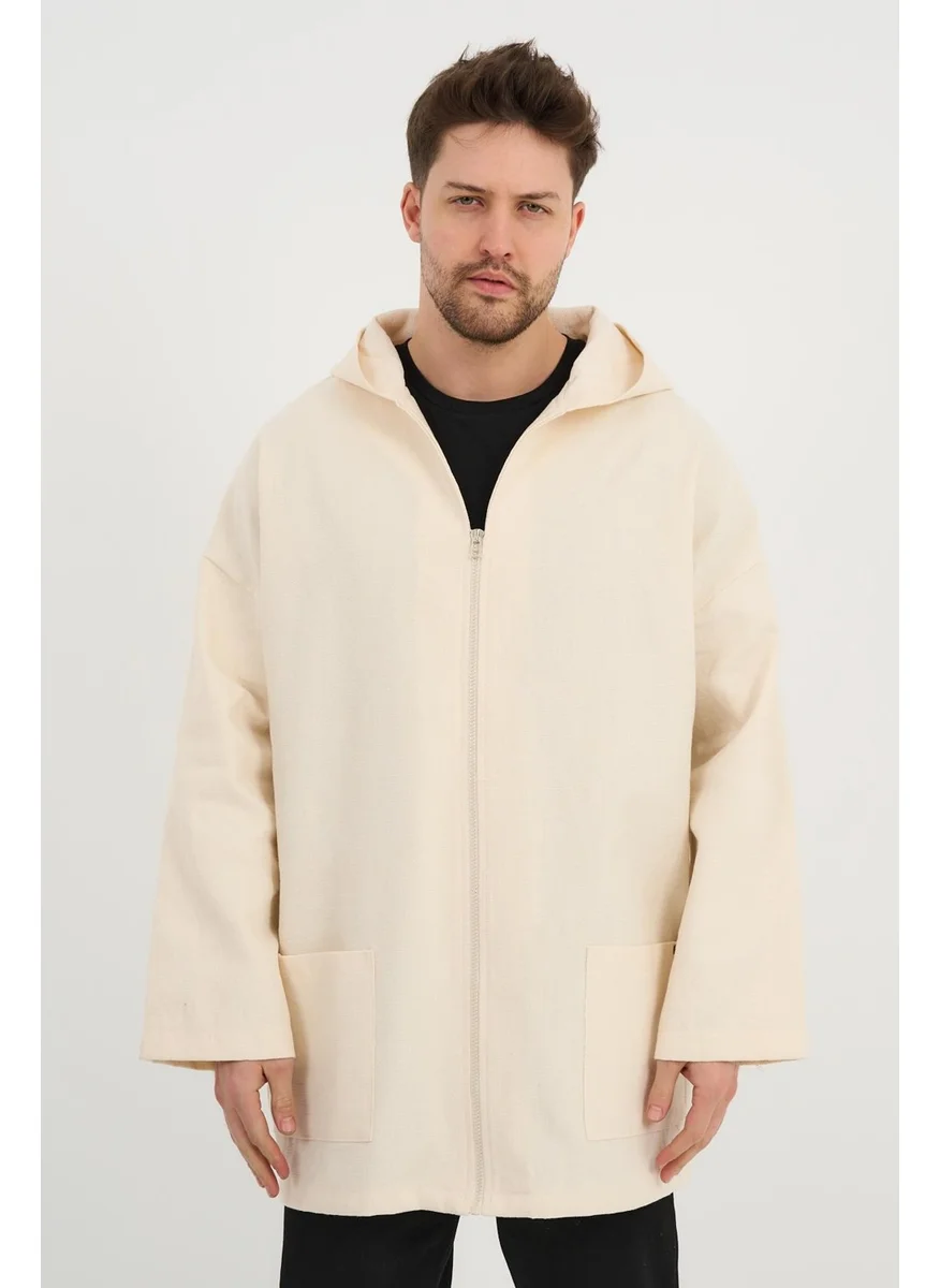 Alexander Gardi Alexandergardı Hooded Linen Look Thin Oversize Jacket (UNX-0074)
