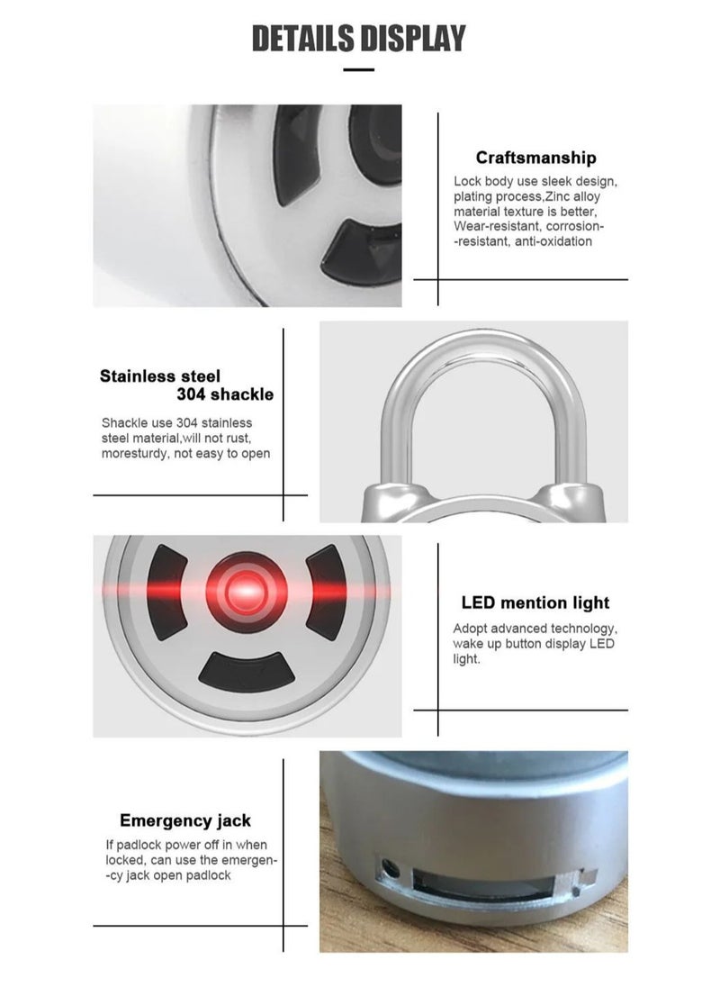 Generic - Wireless Electronic Keyless Padlock, Fingerprint Padlock Mini Bluetooth Padlock Metal Electronic Padlock Wireless Padlock Keyless Padlock APP Control Password for Luggage Doors Cabinets - Image 1