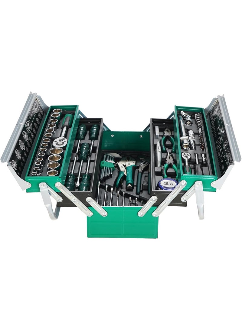 GearZone طقم أدوات إصلاح المنزل 85 قطعة، مجموعة أدوات يدوية لإصلاح السيارات العامة، صندوق تخزين أدوات مع درج، متعدد الاستخدامات - مثالي لأعمال DIY المنزلية، الحرفي - Image 1