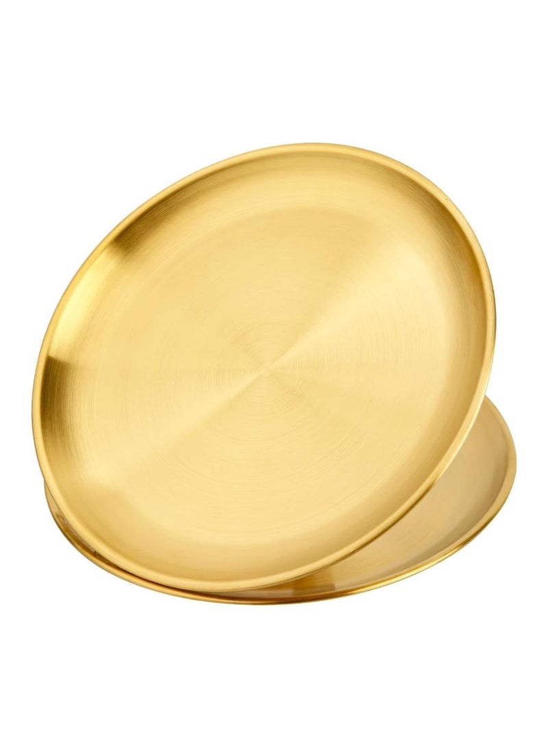 Golden Circular Serving Tray - 30 cm Size - Image 1