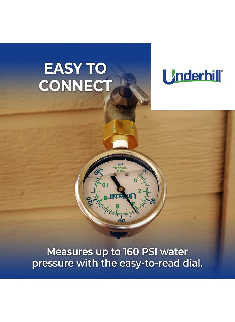 Underhill Underhill HeadChecker Water Pressure Gauge, Pitot Tube and 30-Inch Flex Hose 160 PSI, Dial Indicator, for Sprinklers, Irrigation System, A-PHG-160K  - Image 5
