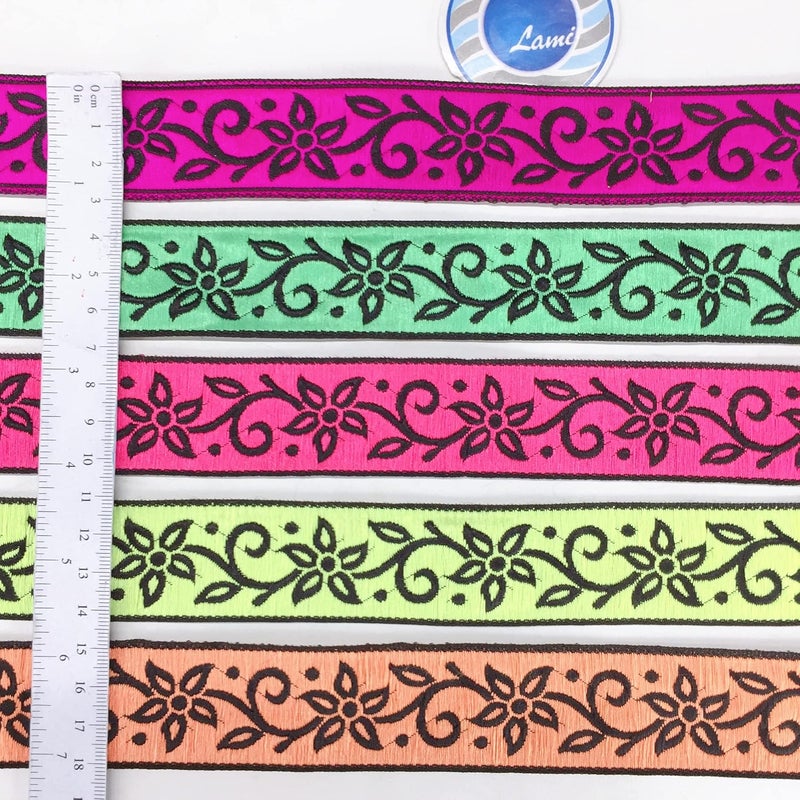 Lami 9 Meter Pink Flower Design Lace Floral Embroidery Border, Lace for Banarasi Saree Bridal Lehenga Dupatta Suit Anarkali Trim Lace - Image 4