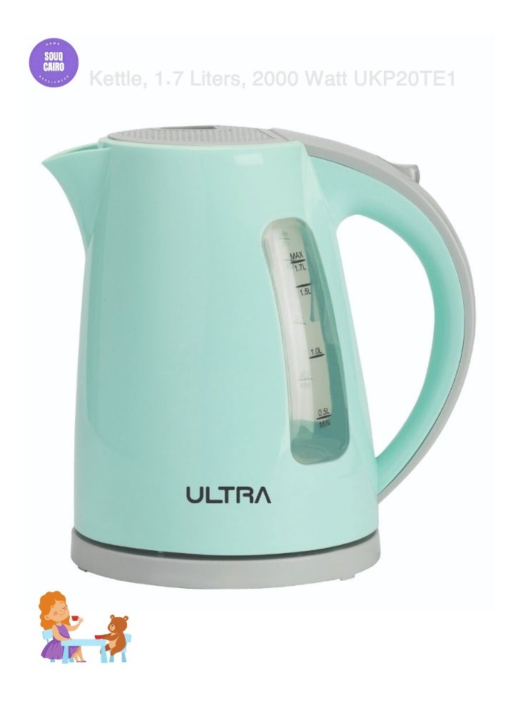 Ultra Ultra Electric Kettle, 1.7 Liters, 2000 Watt, Turquoise and Grey - UKP20TE1  - Image 1