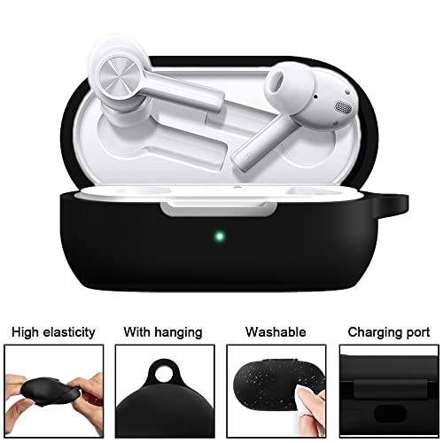 Sounce Silicone Protective Case Cover for OnePlus Buds Z2 TWS, Anti Fall Anti Dust, with Hook Earphone Case [Case Cover only] (Black) - Image 5