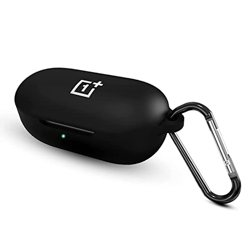Sounce Silicone Protective Case Cover for OnePlus Buds Z2 TWS, Anti Fall Anti Dust, with Hook Earphone Case [Case Cover only] (Black) - Image 1