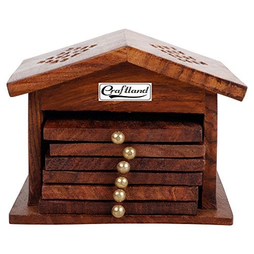 Craftland Wooden Antique Coaster for Kitchen/Dining Table/Office/Restaurant (Hut Coaster) - Image 3