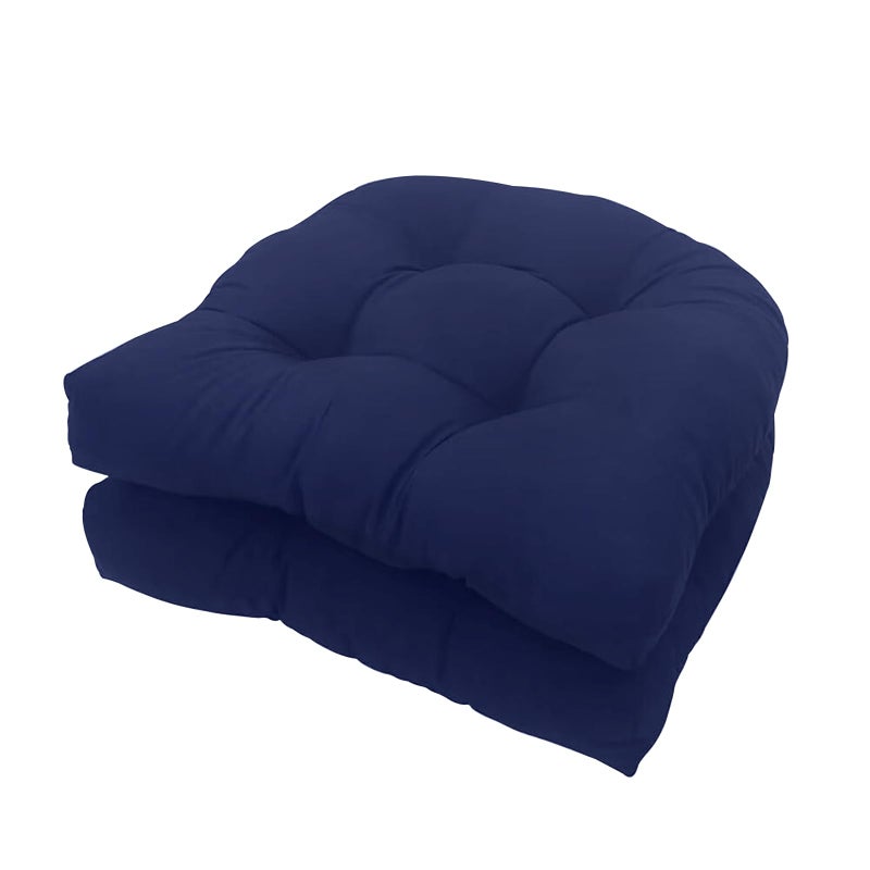 Eoieov Indoor Outdoor Chair Cushions Set of 2 for Patio Furniture Proch Rocker Wicker Chair Seat Pads Reversible,Waterproof Patio Cushion Navy Blue,18.5"*18.5" - Image 1