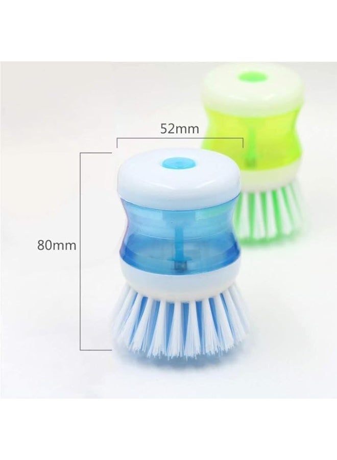 فرشة غسيل أطباق بحجرة تعبئة سائل – فرشاة تنظيف مع موزع صابون مدمج لإزالة الدهون والاتساخ – تصميم مريح – قطعة واحدة – لون متعدد - Image 2