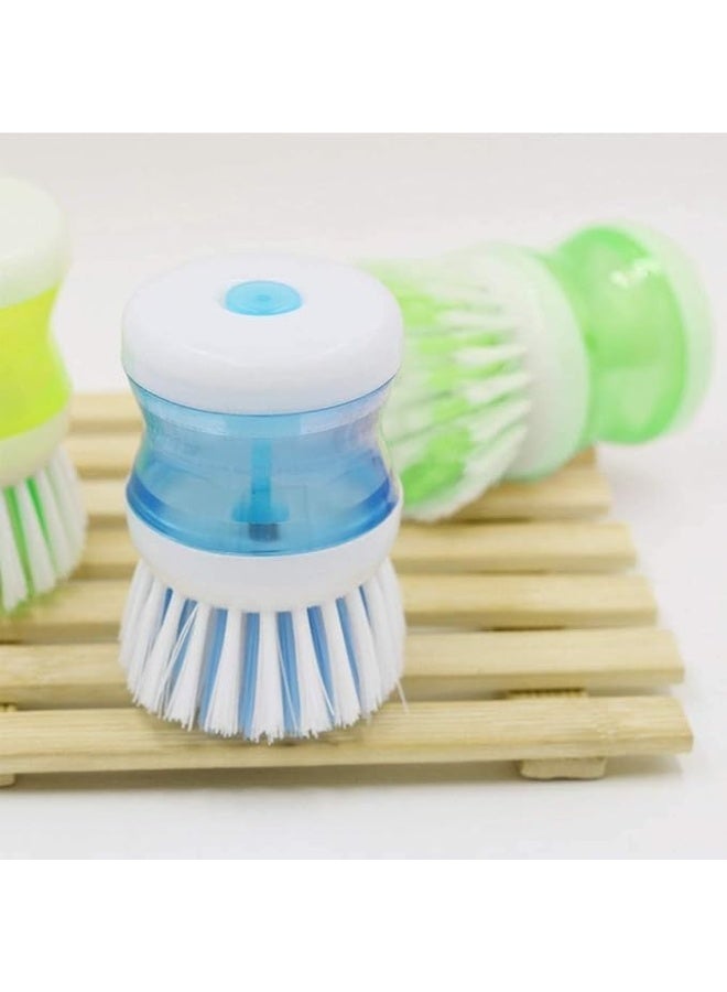 فرشة غسيل أطباق بحجرة تعبئة سائل – فرشاة تنظيف مع موزع صابون مدمج لإزالة الدهون والاتساخ – تصميم مريح – قطعة واحدة – لون متعدد - Image 3