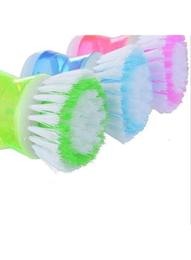 فرشة غسيل أطباق بحجرة تعبئة سائل – فرشاة تنظيف مع موزع صابون مدمج لإزالة الدهون والاتساخ – تصميم مريح – قطعة واحدة – لون متعدد - Image 5