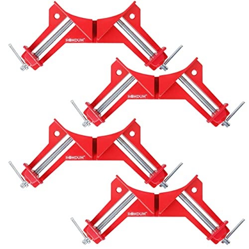 Homdum Corner Clamp 90 Degree DIY Woodworking Framing Holder Tool for Right Angle Picture Frame Clamping with one finger rotating screw jaw 4 Pack - Image 1