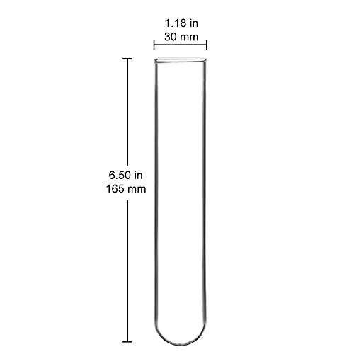 StonyLab Borosilicate Glass Round Bottom Test Tubes, 30mm OD X 165mm Length (Pack of 15) - Image 2