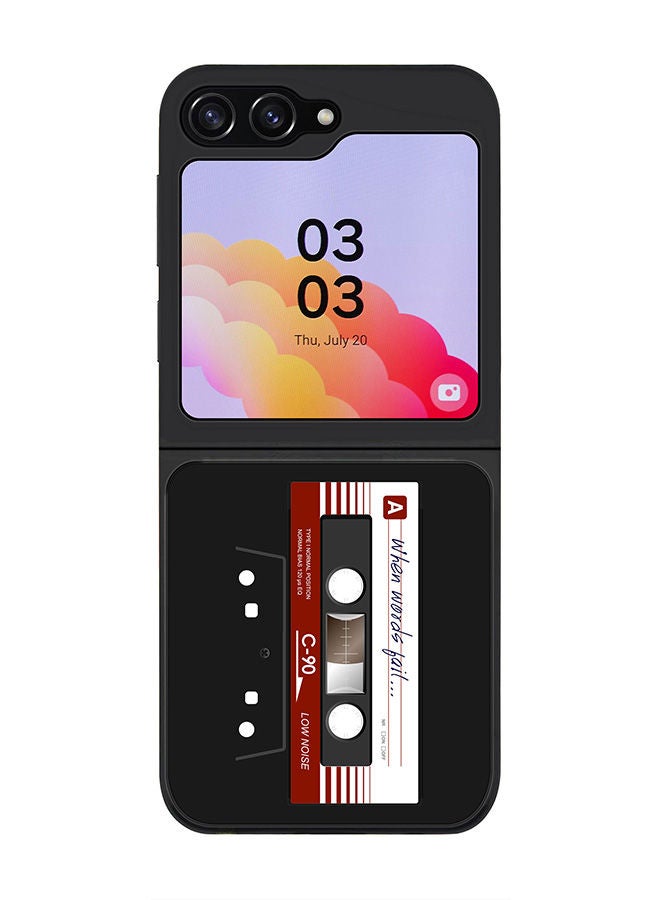 Stylizedd Rugged Black edge case for Samsung Galaxy Z Flip5, Slim fit Soft Case Flexible Rubber Edges Anti Drop TPU Gel Thin Cover -  When Words Fail (Black Tape) - Image 1