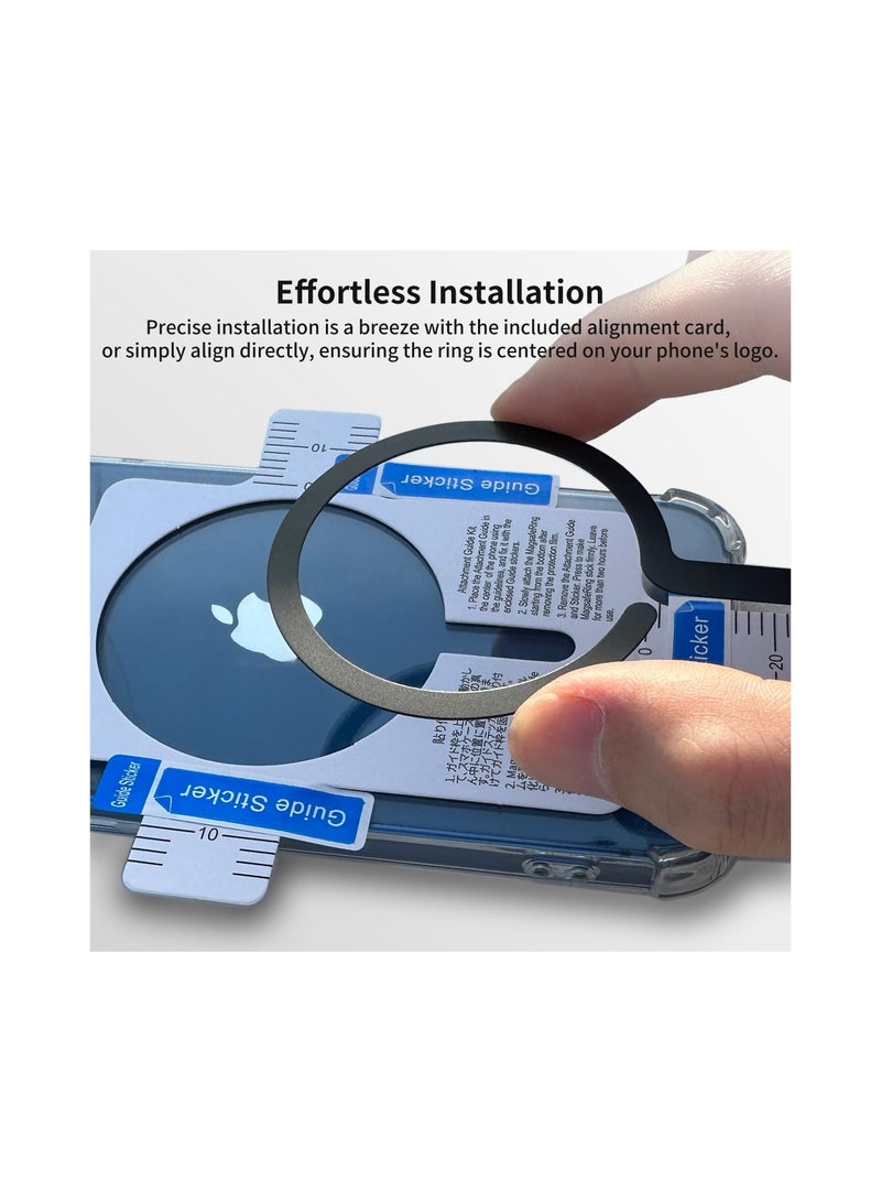 كابتن تيك 4Pcs Universal Metal Rings Compatible with Magsafe Sticker Magnetic Wireless Car Charger Black - Image 2