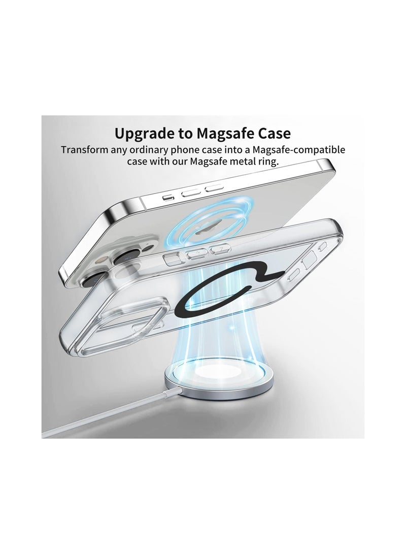 كابتن تيك 4Pcs Universal Metal Rings Compatible with Magsafe Sticker Magnetic Wireless Car Charger Black - Image 4