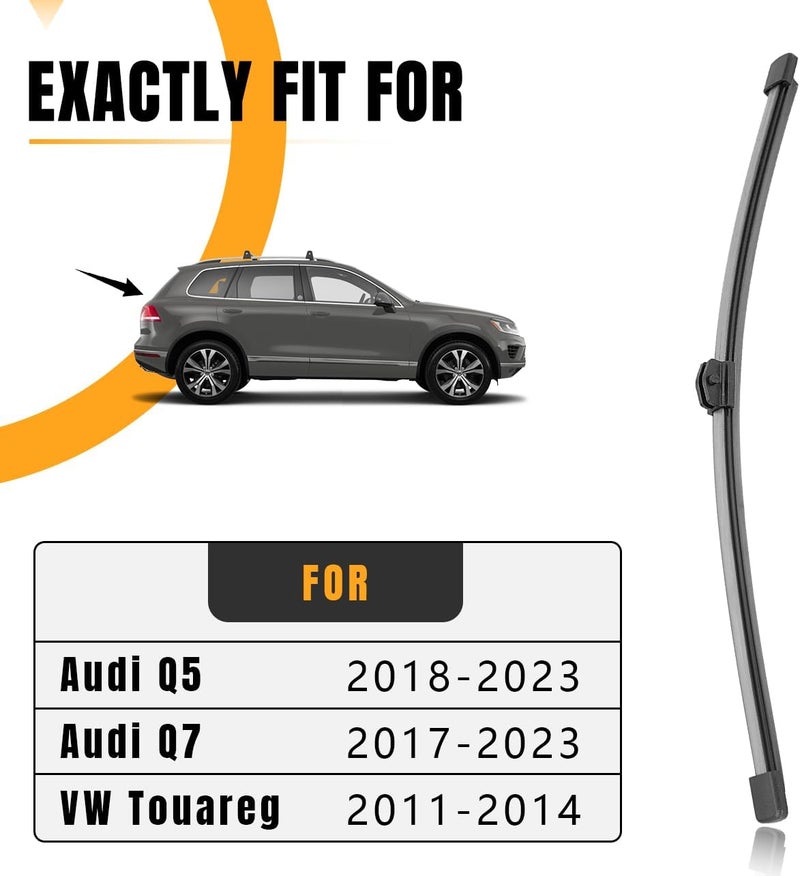 AUTOBOO شفرة مساحات خلفية بقطر 15 بوصة بديلة لأودي Q5 2023 2022 2021 2020 2019 2018 Q7 2023-2017 فولكس فاجن VW توارغ 2014-2011 - شفرة مساحات الزجاج الأمامي - جودة المصنع الأصلية (عبوة من 1) - Image 2