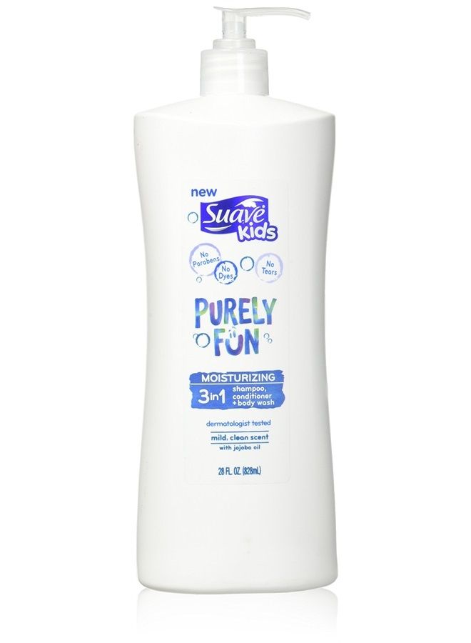 Kids 3 In 1 Shampoo + Conditioner+ Body Wash Purely Fun, 28 Ounce(Packaging May Vary)