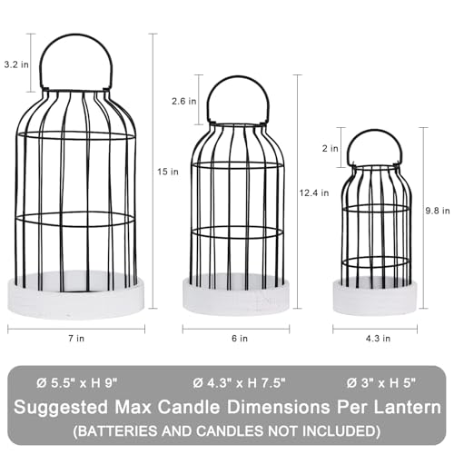 DECORKEY Rustic Farmhouse Lantern Decor Set of 3 Lanterns Decorative Indoor and Outdoor, Fireplace Mantle or Kitchen Dining Table - Modern Upscale Beauty for Home - Image 2