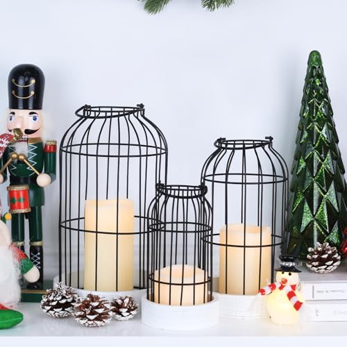 DECORKEY Rustic Farmhouse Lantern Decor Set of 3 Lanterns Decorative Indoor and Outdoor, Fireplace Mantle or Kitchen Dining Table - Modern Upscale Beauty for Home - Image 4